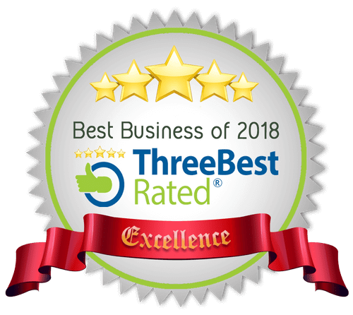 Five stars - Best Business of 2018 - ThreeBest Rated - Excellence