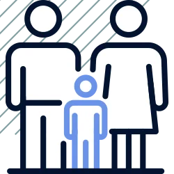 Family icon with two adults and one child