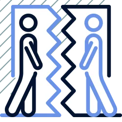 Icon representing conflict resolution or a relationship break-up