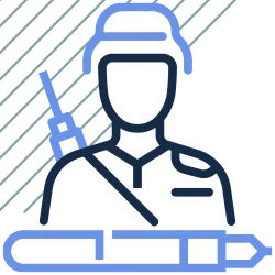 Soldier with pen symbolizing military legal documentation